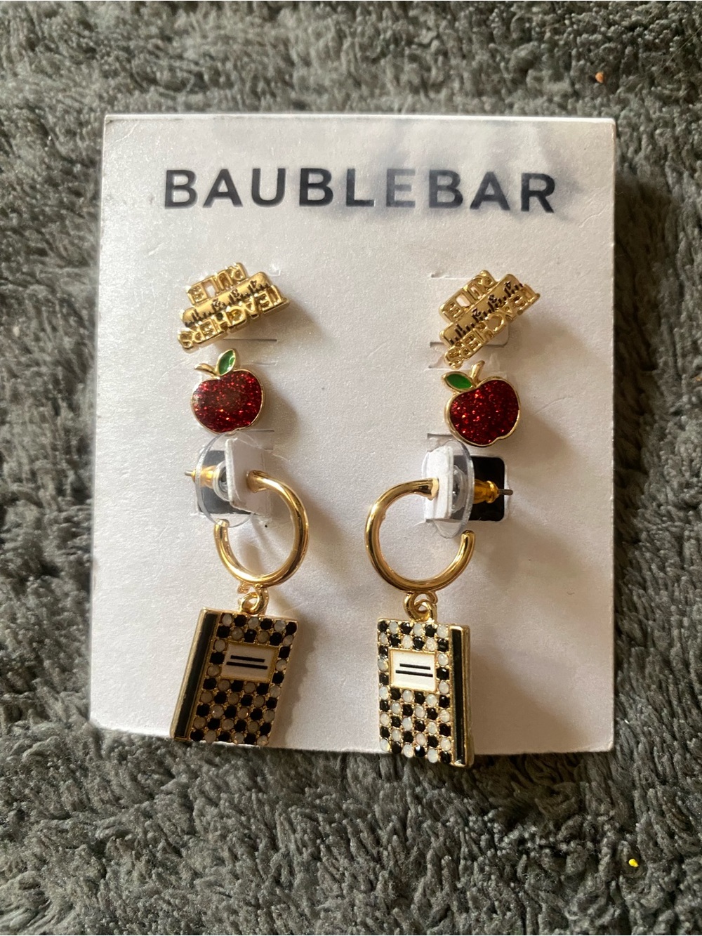 Baublebar Teacher Apple & Book Dangle Earrings Set of 3